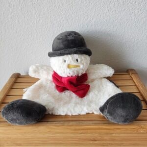 Demdaco Christmas Snowman Lovey Security Blanket Rattle Soft Plush‎ Embroidery